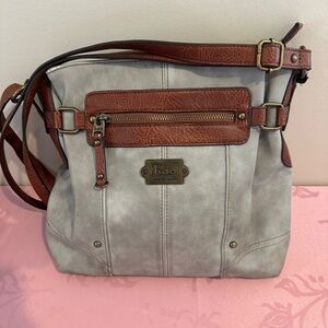 BOC Born Concepts Gray Faux Leather Crossbody Shoulder Bag Purse